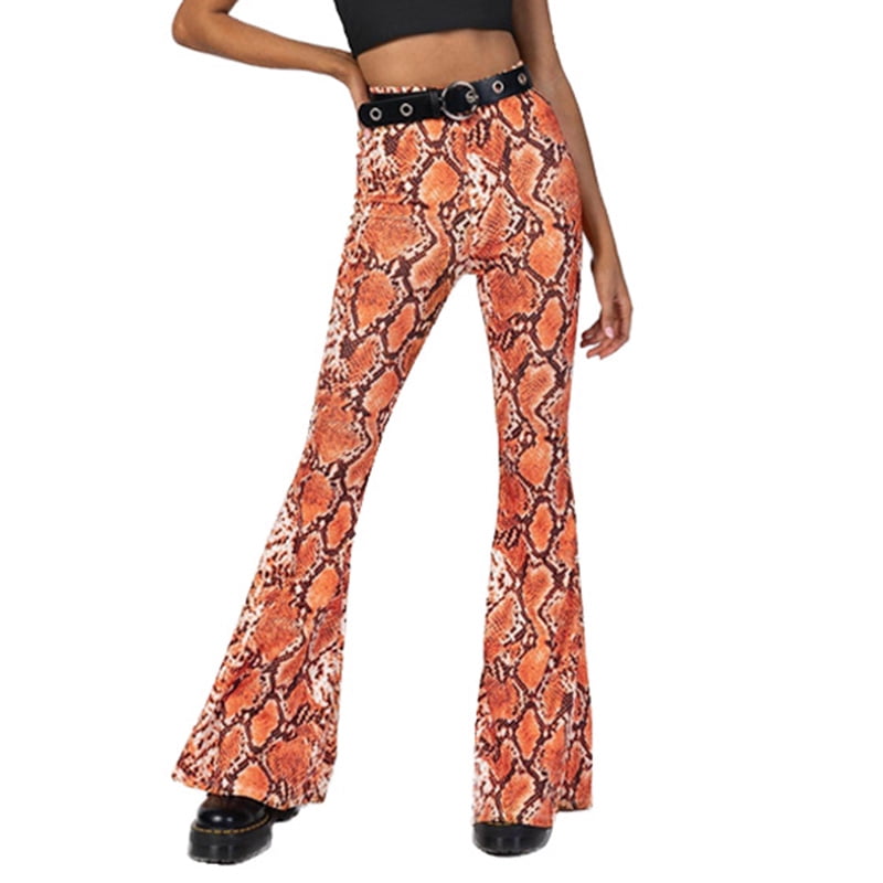 snakeskin bell bottom pants