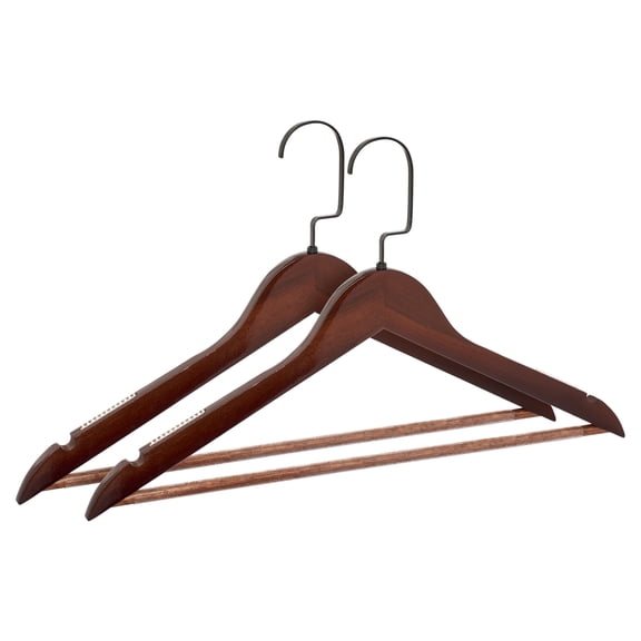 REGALWOVEN 2 Pack Wood Non-Slip Hangers, Durable 360-degree Space Saving Clothes Hangers for Clothing, Coats, Jeans, or Shirts Black