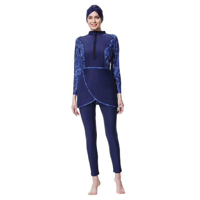 VJATTWR Bathing Suits Women Tankini My Items Swimwear Set Long Sleeve Rash Guard with Swim Pants and Cap Sun Tankini for Women Beach Holiday Activities