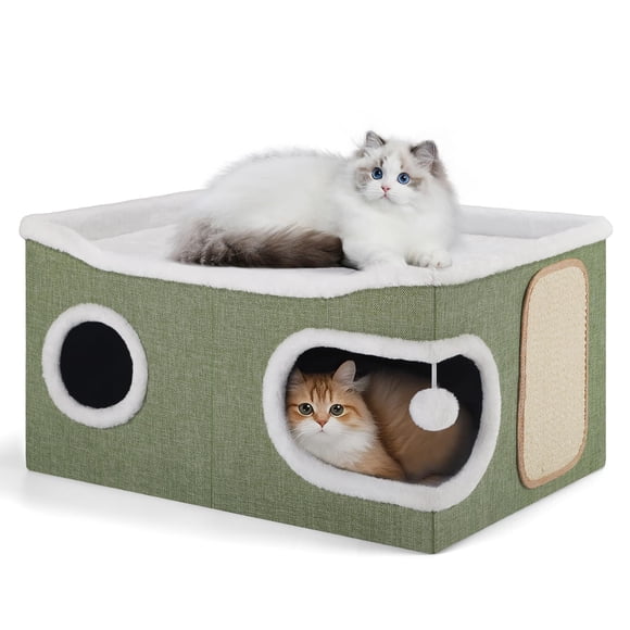 Cama para Gatos Casa Cubo Shikha para Gatos de Interior con Cojín Reversible
