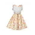 thumbnail image 2 of Robe Fille Rose Fleur Manches à Volants Croisée Princesse Vintage 3 Ans, 2 of 8