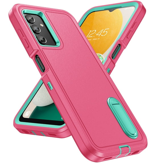 SaniMore for Samsung Galaxy A14 5G 6.6" 2023 Hybird Case, Rugged PC Back Shockproof TPU Shell Metal Hidden Kickstand Drop Resistant Anti-slip Heavy Duty Protective Case for Galaxy A14 5G, Rose