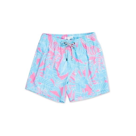 Mens Swim Shorts Dry Fast 4 Ways Stretch Swimming Trunks, Leaf Pink, Size: 2X, Vacay Land