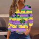 thumbnail image 1 of Fiudx Ofertas Flash Del Día Blusa de Manga 3/4 Corta Estampada a La Moda para Mujer, Blusa Informal con Cuello Redondo, 1 of 5
