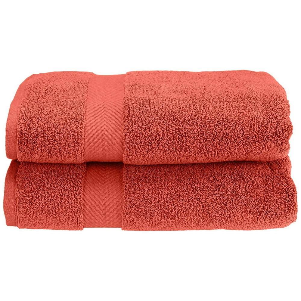 2Piece Bath Towel Set, Absorbent Zero twist Cotton, Coral