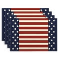 thumbnail image 2 of QuanTara 4-Pack Independence Day Placemats Set - Heat Resistant Linen Table Mats with Flag, Star & Eagle Print, Western Style for 4th of July BBQ, Kitchen Dining, Indoor & Outdoor, 2 of 5