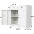 thumbnail image 3 of Metal Storage Cabinet, Locking Storage Cabinet with Doors and 2 Drawers, Metal Cabinets for Office/Home/Garage 36.2" H x 31.5" W x 15.7" D (White), 3 of 7