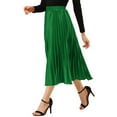 thumbnail image 4 of FALDA MIDI PLEATADA METÁLICA DE CINTURA ELÁSTICA PARA MUJERES CHIC INSPIRE 2XL VERDE, 4 of 8