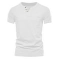 thumbnail image 7 of Dagugfen Mens Tops Short Sleeve Button V Neck Slim Solid Color Travel Casual Tee Shirts with Pocket, 7 of 7