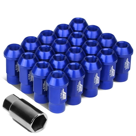 J2 Engineering LN-T7-008-125-BL J2 Engineering 7075 -T6 Forged Aluminum M12 x 1.25 20Pcs 44mm Height Open -End Lug Nut Set w / Socket Adapter Blue