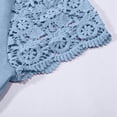 thumbnail image 4 of DHFJKG Women's Short Sleeve T Shirt V Neck Patchwork Lace Crochet Solid Color Summer Fashion Tee Casual Dressy Work Tunic Trendy Tops, 4 of 8