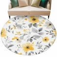 thumbnail image 6 of Yellow Floral Spring Round Rug 5ft Washable Circle Kitchen Rugs Non Slip Elegant Summer Botanical Gray Large Area Rug Indoor Floor Carpet for Bedroom Living Room Home Office Dining Room Nursery, 6 of 8