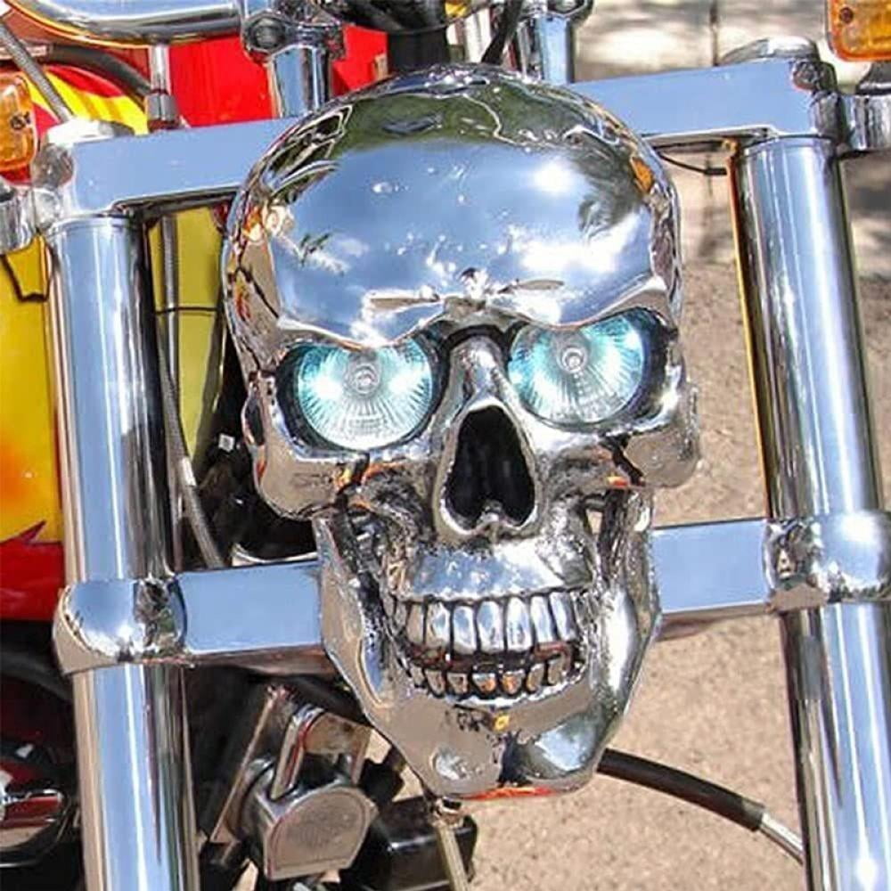 Motorcycle LED Skull Silver Motorcycle LED Skull Head Light Universal Headlight Lamp Halloween Decoration Walmart