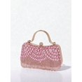 thumbnail image 5 of REMANLAND Women's Sparkling Rhinestone Fringe Evening Handbag with Top Handle and Chain Strap, Pink, 5 of 8