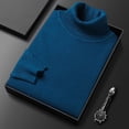 thumbnail image 3 of Suéter de otoño e invierno para hombre, camisa de punto con parte inferior, suéter de cuello alto de color sólido entallado para hombres jóvenes y de mediana edad, multicolor, 3 of 6