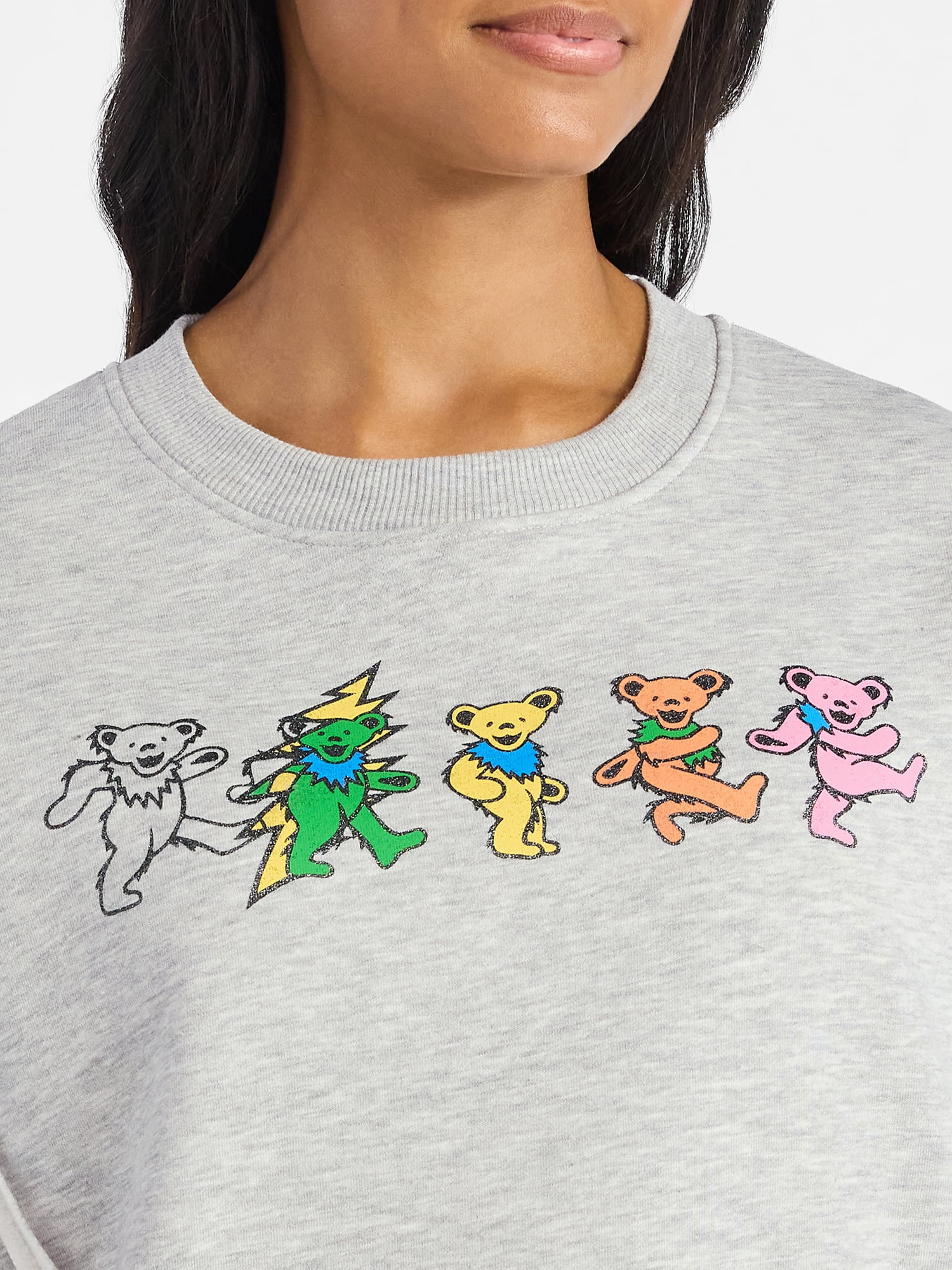 Time and Tru Women's Grateful Dead Dancing Bear Line Up Graphic Sweatshirt with Long Sleeves, Sizes XS-XXXL