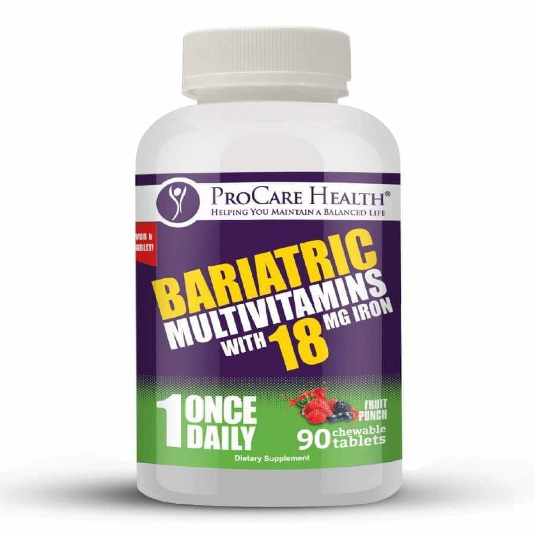 ProCare Health "1 per Day!" Bariatric MultiVitamin Chewable with 18mg Iron - Fruit Punch Size: 90-Day Supply