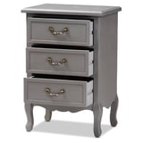 Baxton Studio Capucine Antique French Country Cottage Grey Finished Wood 3-Drawer End Table main image 0