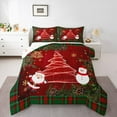 thumbnail image 3 of Homewish Mystic Christmas Tree Bedding Comforter Set, Kawaii Santa Claus Snowman Twin Comforter Sets, Red Green Vintage Plaid Reversible Bedding Set, Lightweight Room Decor, 2-Piece, 3 of 8