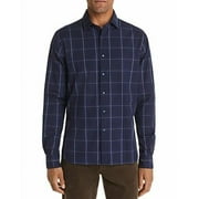 The Men's Store  Oversized-Check-Print Classic Fit Shirt Navy-2XL