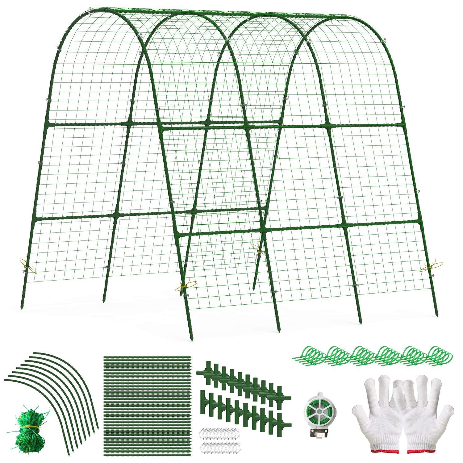 iMountek Cucumber Trellis for Raised Bed Arch Garden Trellis 49.6in x 47.2in Green Iron U-Shaped Trellises