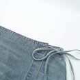 thumbnail image 6 of yueewhu Womens Denim Shorts Skorts Y2k Side Tie-up Bow High Waist Asymmetrical Frayed Hem Denim Shorts Wrap Jean Mini Skirt (Light Blue, S), 6 of 9