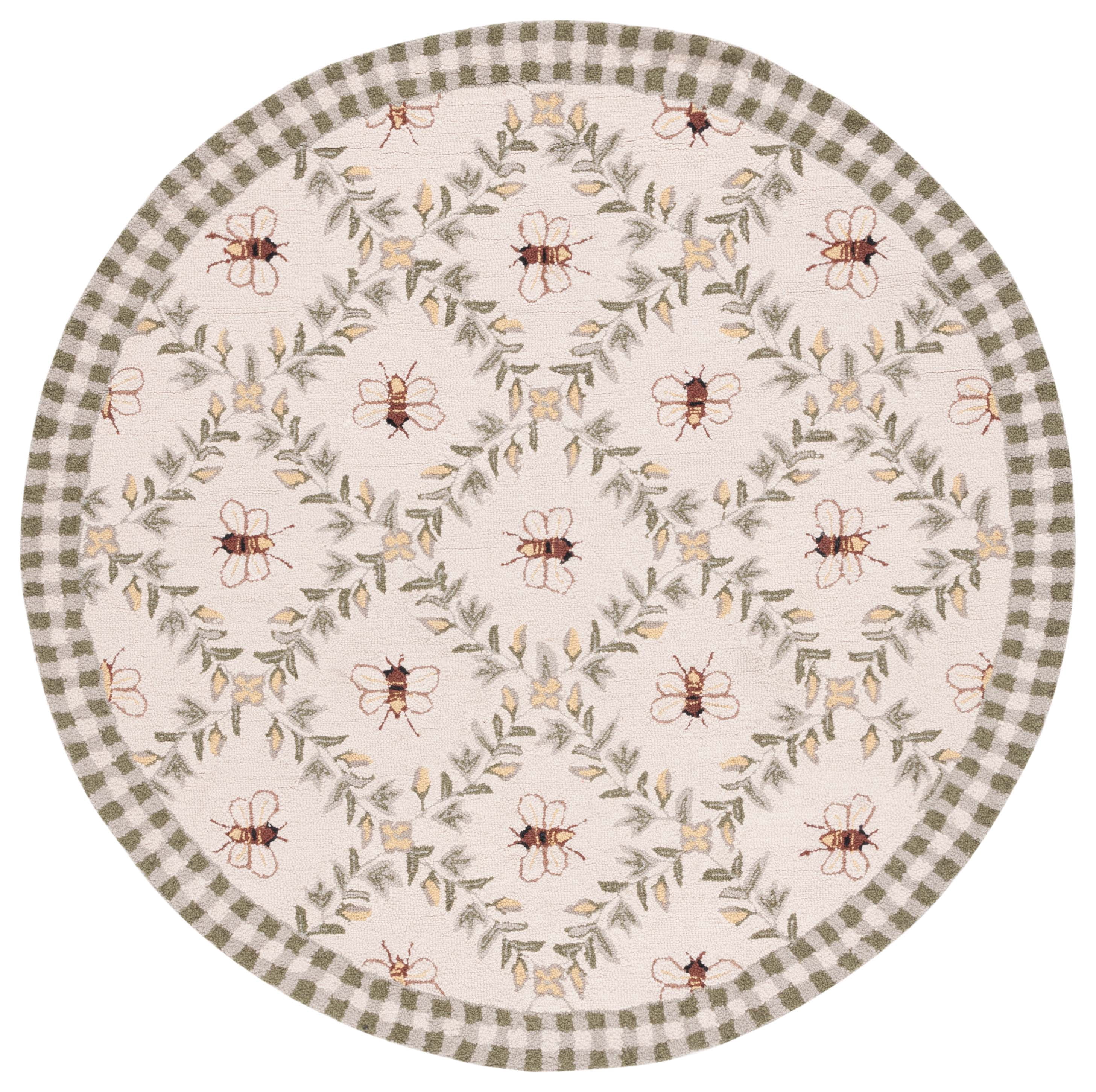 Safavieh Chelsea Lara Bordered Wool Area Rug, Ivory/Green, 6' x 6' Round