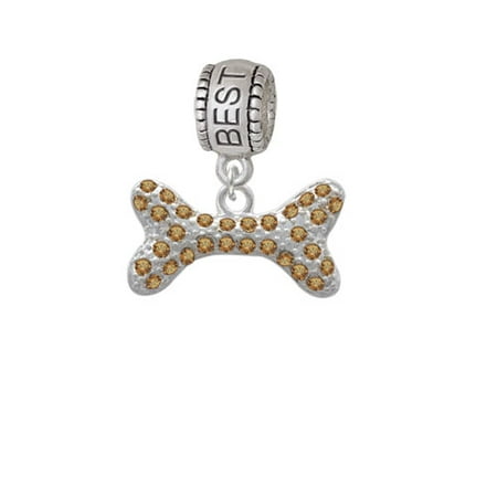 Large Brown Crystal Dog Bone - Best Friend Charm Bead