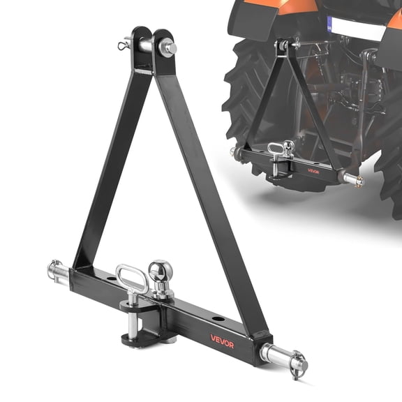 VEVOR 3 Point Hitch Receiver with  1-7/8 in Receiver, 3pt Quick Hitch Attachment, 6,000lbs Capacity, Heavy Duty Tractor Tow Drawbar Adapter for  Kubota, Mahindra, John Deere, Massey Ferguson