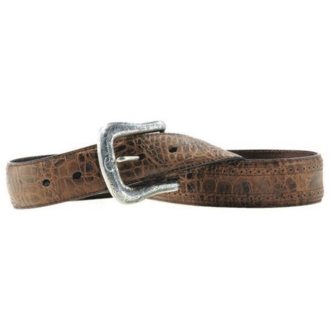 Ariat Western Mens Belt Leather Scroll Embossed Black/Tan A1029267 