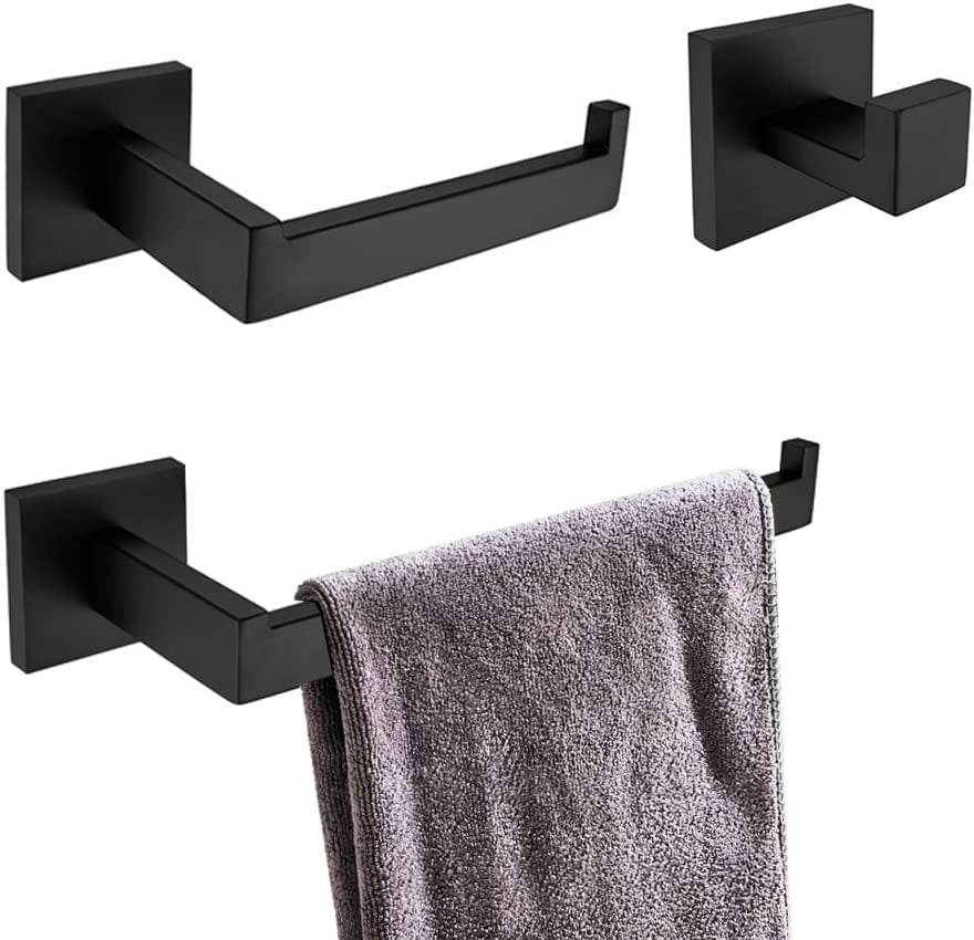 4 Piece Bathroom Accessories Set Rustproof Towel Bar Hook Toilet Paper Holder 
