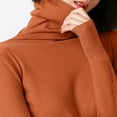 thumbnail image 4 of Qulqfy Knitting Cotton Tops for Women Turtleneck Long Sleeve Fall Orange Casual Blouses Women's Plain Tees 2XL, 4 of 5