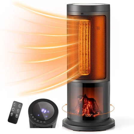Giantex 17" Space Heater, 1500W Portable Tower Heater w/12H Timer, Indoor Desktop Electric Heater