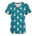 thumbnail image 4 of JINGWANGYHBD Womens Nurse Unifrom Christmas Scrub Shirts Snowman Print Tops Merry Xmas Working Uniforms Going Out Party Scrubs Top with Pockets, 4 of 5