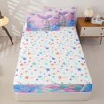 thumbnail image 4 of Homewish Ocean Mermaid Kid Zipper Twin Comforter Sets with Fitted Sheet and 2 Pillowcases, Dreamy Princess Castle Zipper Bedding Set, Stars Reversible, 4pcs, 4 of 6