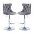 thumbnail image 5 of Tcbosik Swivel Upholstered Bar Stools Set of 2, 24.8"-33" Adjustable Counter Height Barstool with Button Tufted Back, Modern Bar Chair with Metal Base for Dining Room, Living Room, Gray & Silver, 5 of 11
