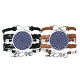 thumbnail image 1 of Illusion Lines Cyclically Repeat Jitter Bracelet Hand Strap Leather Rope Wristband Double Set, 1 of 3