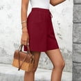thumbnail image 5 of Hurxie Womens Shorts Lightweight Bermuda Shorts for Women Casual 5 Inch Inseam Summer Linen Shorts with Pockets Wine,L, 5 of 8