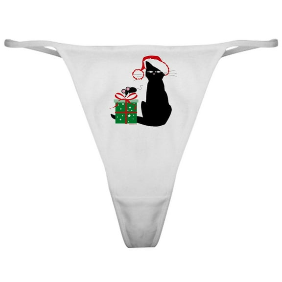 CafePress - Santa Cat & Mouse Classic Thong - Women's Novelty Thong Panties Underwear