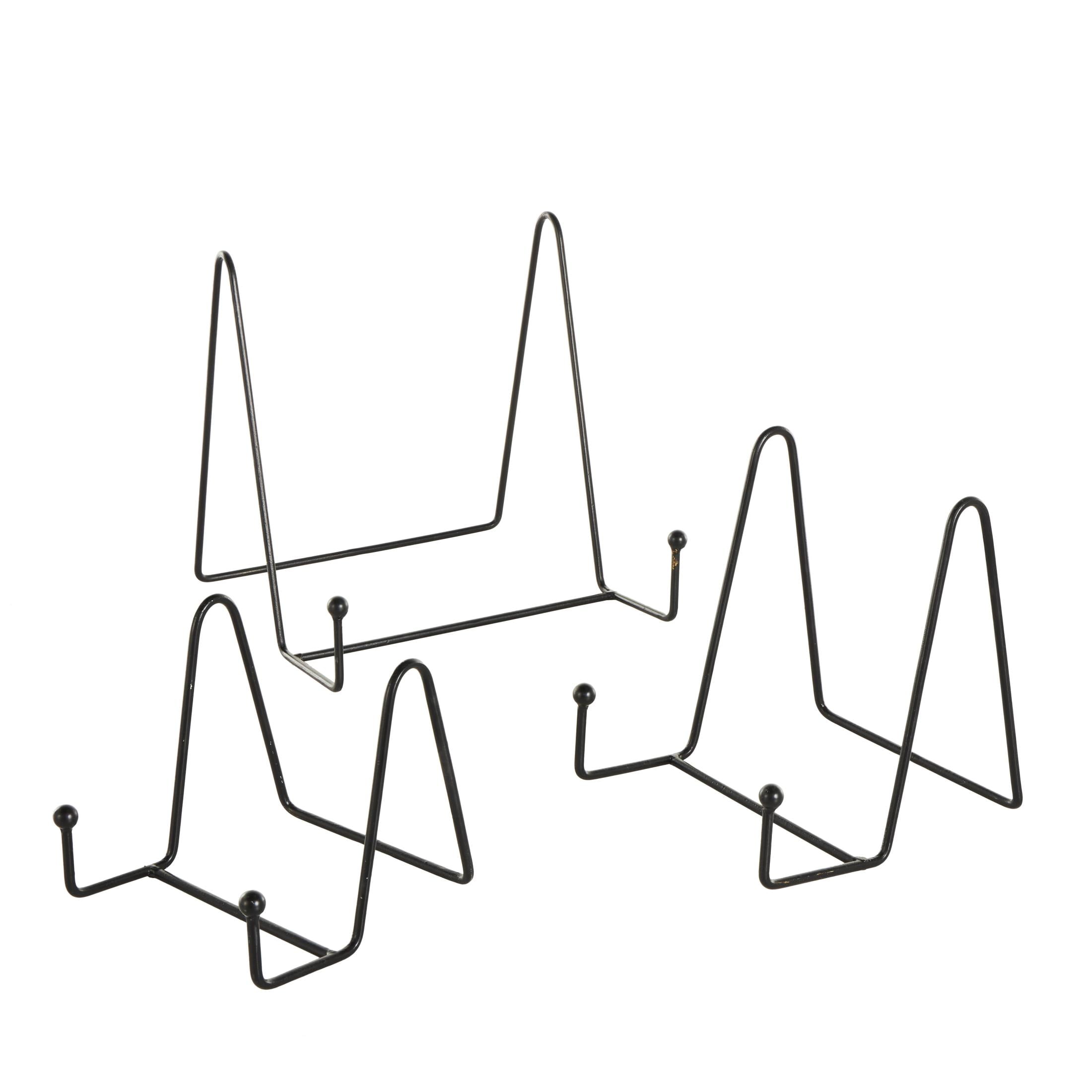 DecMode 10", 8", 6"H Black Metal Wide Tabletop Triangle Easel with Ball Accents, 3-Pieces