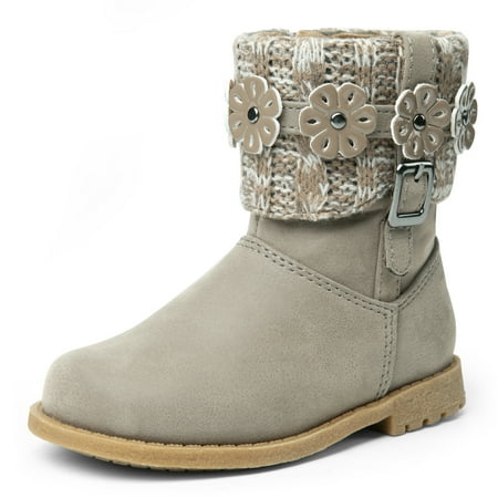 

JORYA Girls’ Winter Boots Knit Cuff Toddler Snow Boots Size 6
