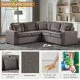 thumbnail image 5 of Aukfa Sectional Sleeper Sofa with Pull Out Bed, L Shaped Sectional Couch, Convertible Modular Sectional Sofa for Living Room, Dark Brown, 5 of 8