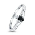 thumbnail image 2 of Claddagh Heart Promise Ring Black CZ 925 Sterling Silver Size 4, 2 of 7