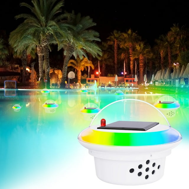 TOPRenddon Floating Pool Lights with Remote, Dynamic RGB Color Changing Solar Pool Lights That Float, IP68 Waterproof Dimmable Hangable Solar Floating Lights for Pool, Garden, Weeding Decor