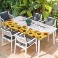 thumbnail image 2 of Sunflower Table Cloths for 6 Foot Rectangle Tables, Yellow Summer Botanical Farmhouse Floral Wooden Patio Waterproof Elastic Fitted Tablecloths, Washable Rectangular Table Cover for Camping, 2 of 8