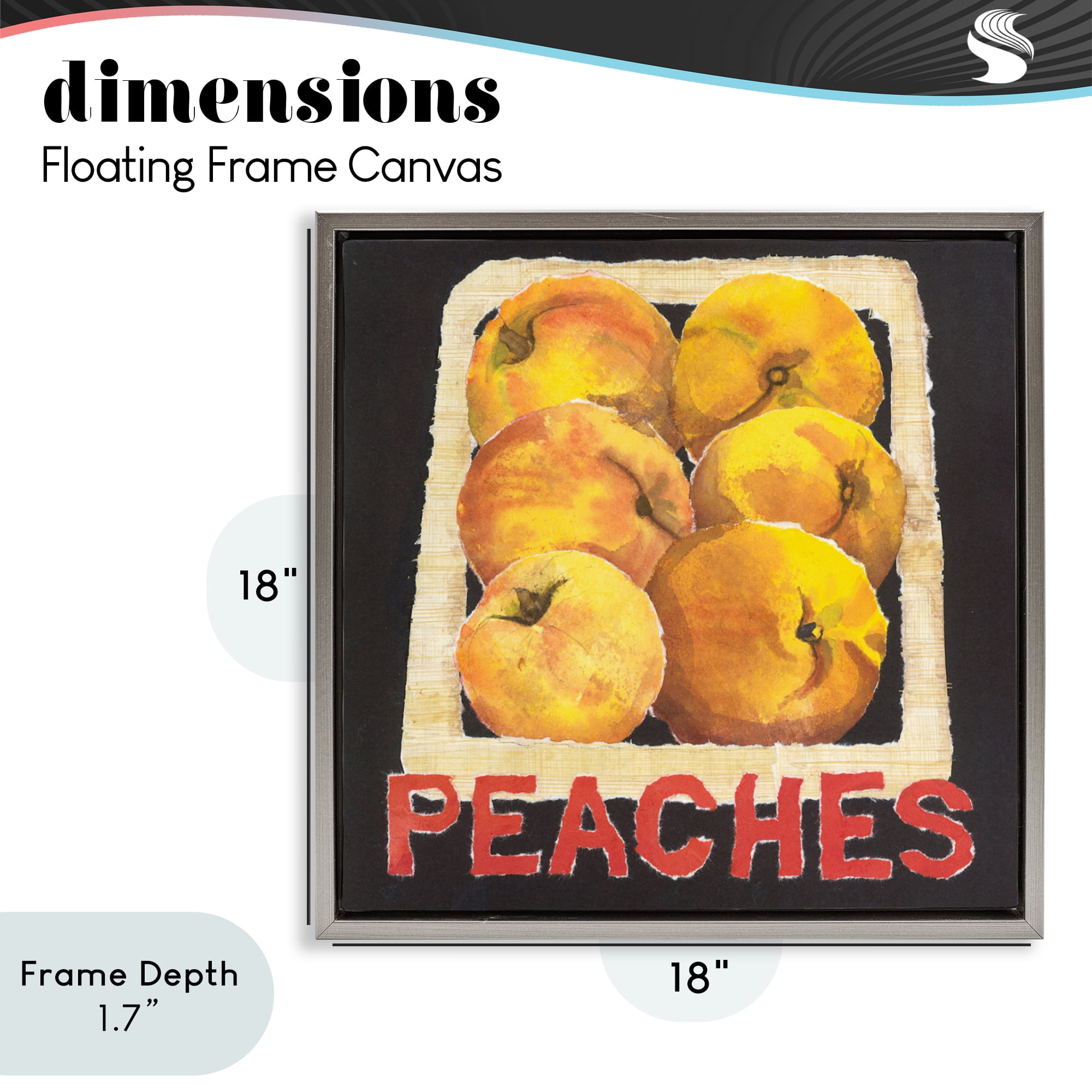 Stupell Industries Collaged Garden Peaches Gray Framed Floater Canvas Wall Art, design by Nancy Overton