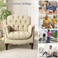thumbnail image 6 of Transitional Genuine Leather Armchairs set of 2 with Nailhead Trims and Tufted Back, BEIGE, 6 of 7
