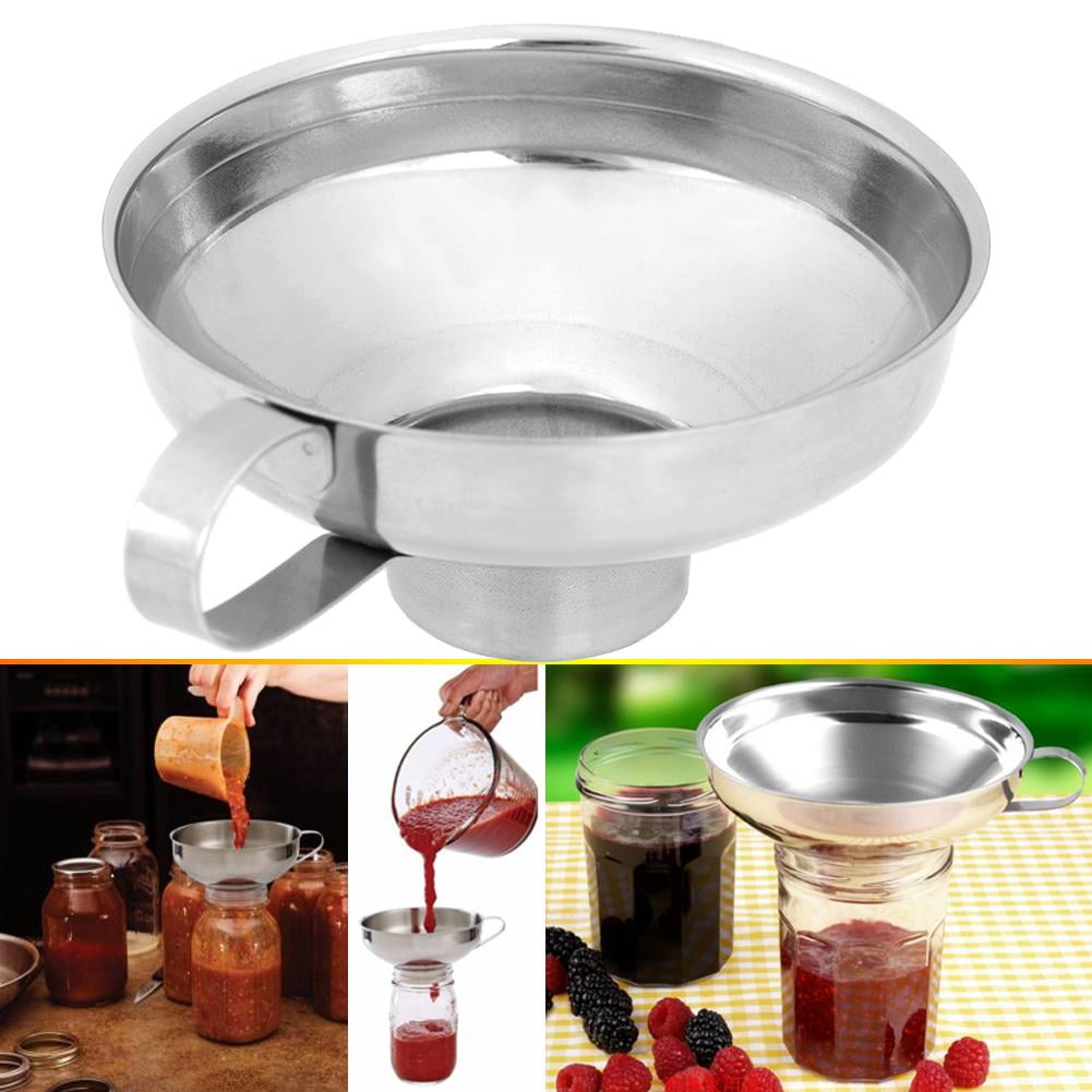 Stainless Steel Household Wide Mouth Canning Jars Funnel W/Handle Kitchen Tools 
