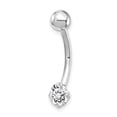thumbnail image 1 of 10k White Gold 5mm Round Cubic Zirconia Cz Belly Button Rings Screw Navel Bars Body Piercing Naval, 1 of 7