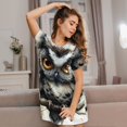 thumbnail image 3 of Vsdgher Motif Hibou Fantaisiste sur Branche Chemise de Nuit à Manches Courtes Col Rond Mignonne Robe de Nuit Confortable, 3 of 6